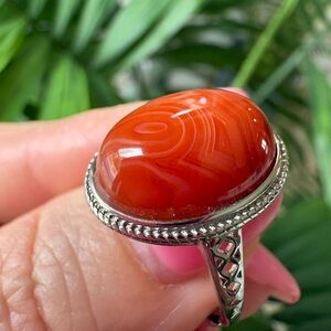 Elegant Sterling Silver and Carnelian Gemstone Ring